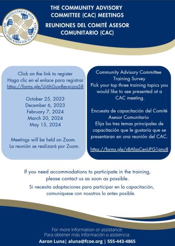 See flyer for CAC Meeting Dates