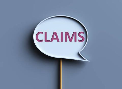 image of the word "claims" in a thought bubble against a blue-grey background