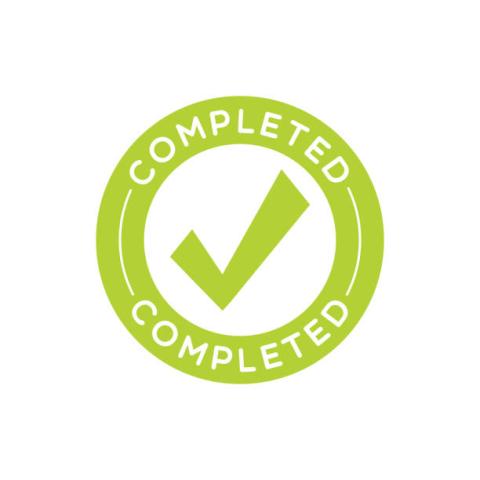 Image of green circle with checkmark and the word completed
